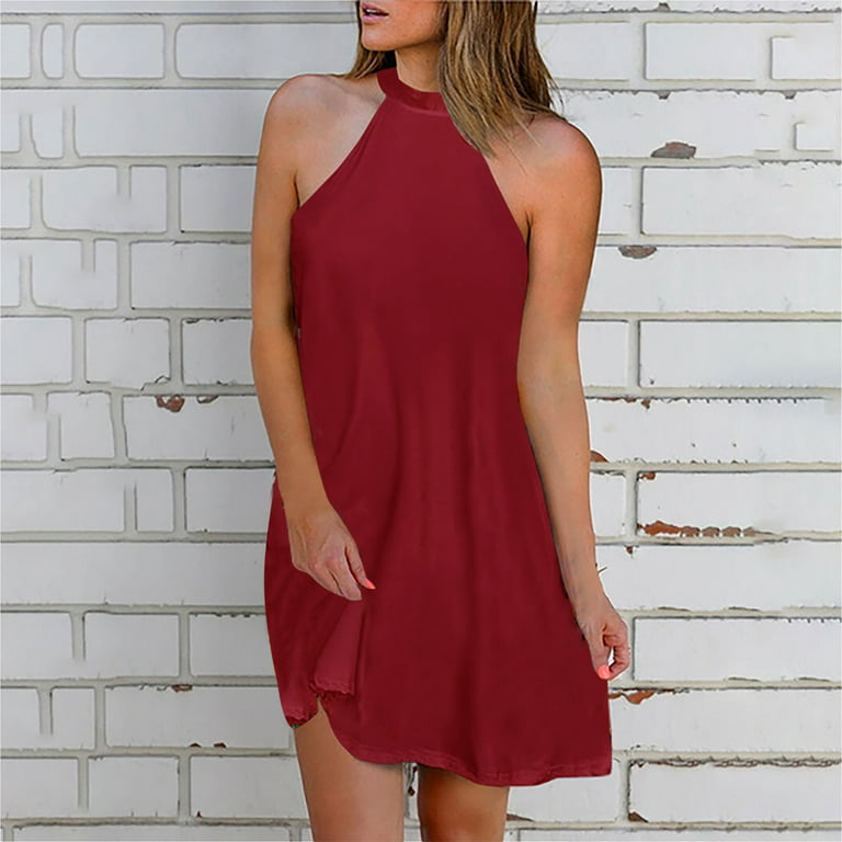 لباس تابستانی بدون آستین زنانه رنگ قرمز سایز 42